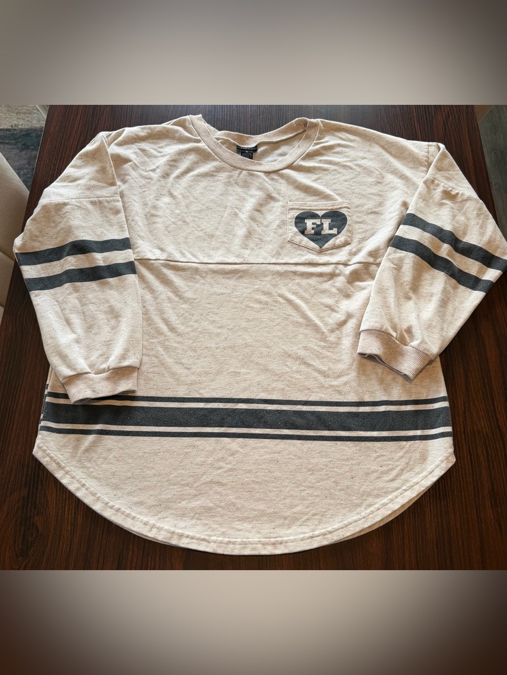 Rue21 Women’s Beige Speckled Florida Spirit Jersey Long Sleeve Shirt Size XL